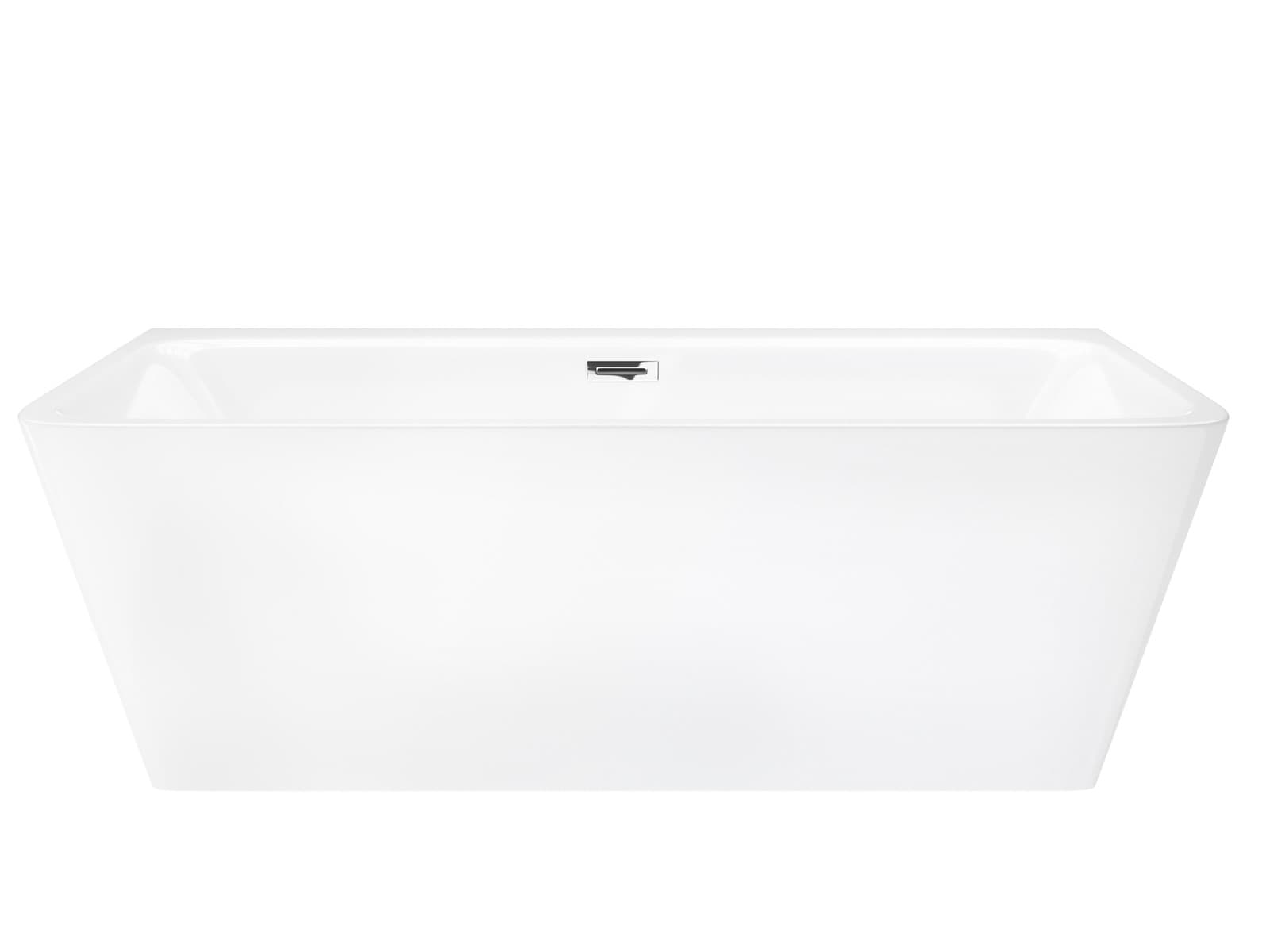 Wanna przyścienna wolnostojąca Corsan ISEO 160 x 74 cm z szeroką krawędzią Korek klik-klak Chrom