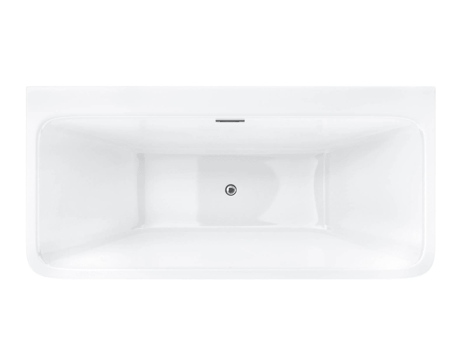 Wanna przyścienna wolnostojąca Corsan ISEO 160 x 74 cm z szeroką krawędzią Korek klik-klak Chrom