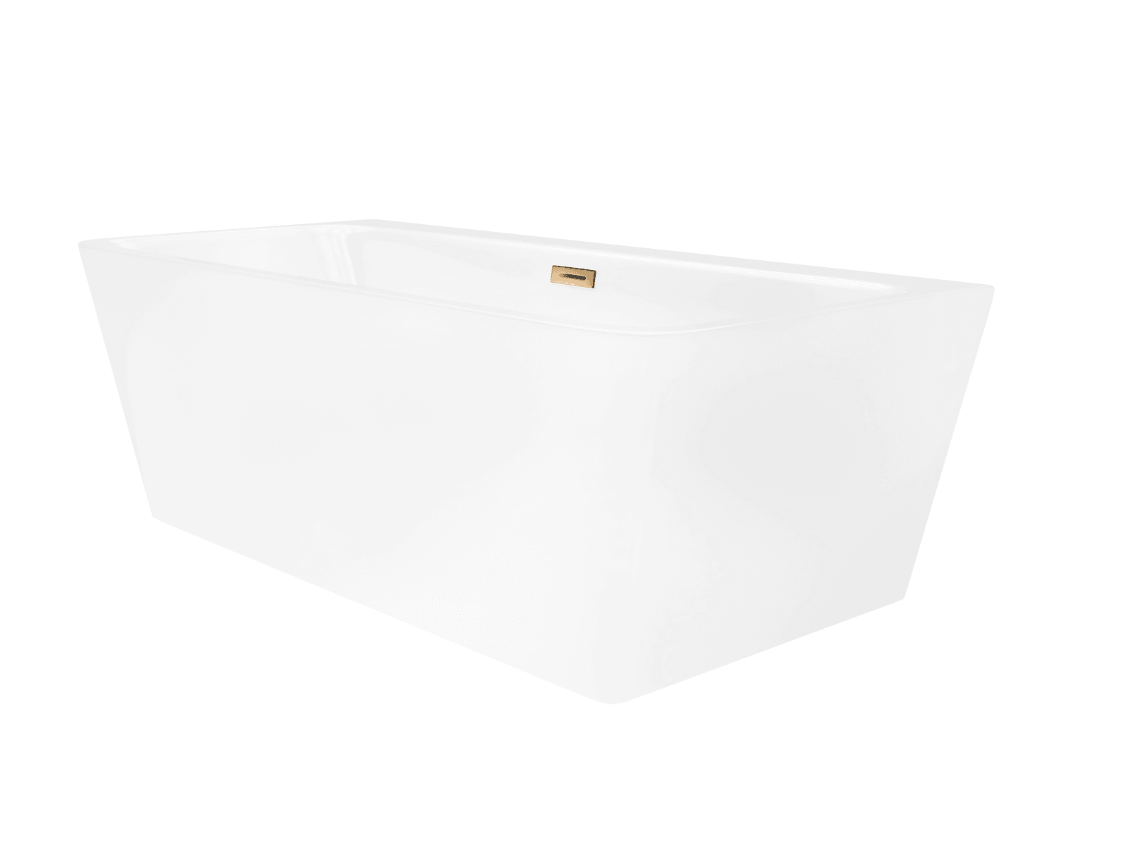 Wanna przyścienna wolnostojąca Corsan ISEO 160 x 74 cm z szeroką krawędzią Korek klik-klak Miedziany / Różowe Złoto