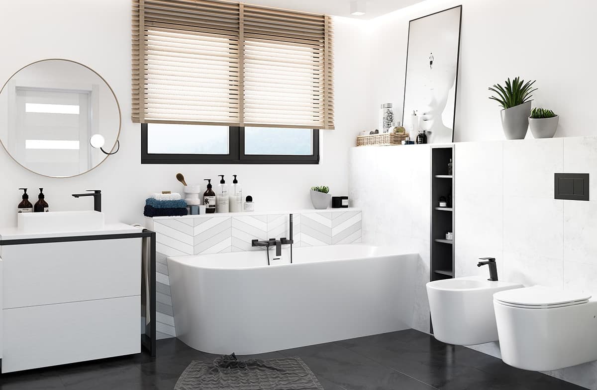 Wanna wolnostojąca narożna Corsan INTERO 160 x 75 Montaż prawostronny Korek klik-klak Chrom