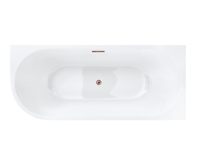 Wanna wolnostojąca narożna Corsan INTERO 160 x 75 Montaż prawostronny Korek klik-klak Miedziany / Różowe Złoto