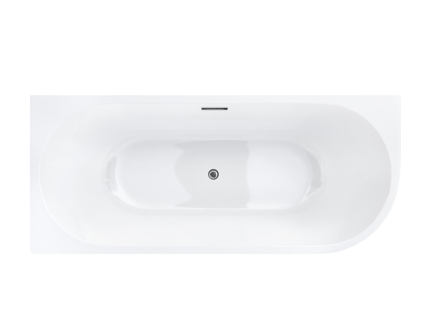 Wanna wolnostojąca narożna Corsan INTERO 170 x 73 Montaż lewostronny Korek klik-klak Chrom