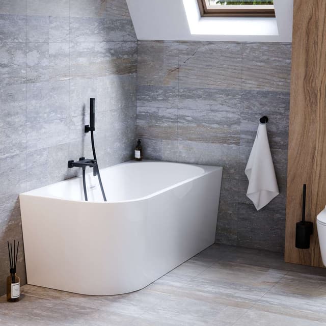 Wanna wolnostojąca narożna Corsan INTERO 170 x 73 Montaż prawostronny Korek klik-klak Biały