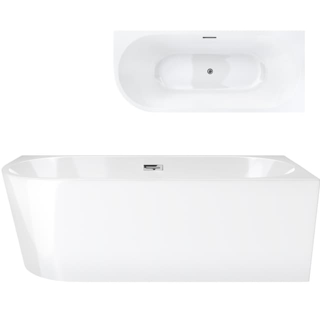 Wanna wolnostojąca narożna Corsan INTERO 170 x 73 Montaż prawostronny Korek klik-klak Chrom