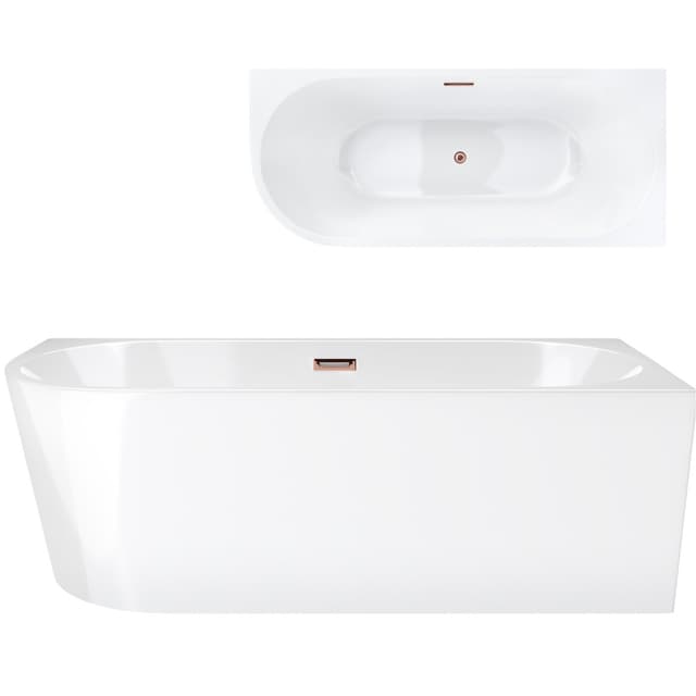 Wanna wolnostojąca narożna Corsan INTERO 170 x 73 Montaż prawostronny Korek klik-klak Miedziany / Różowe Złoto