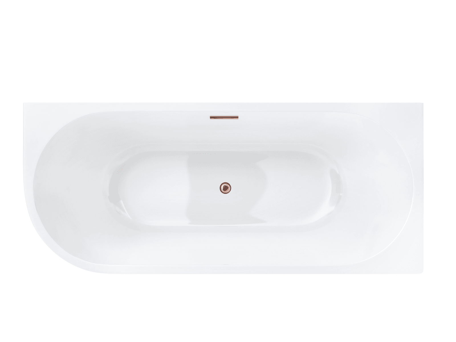 Wanna wolnostojąca narożna Corsan INTERO 170 x 73 Montaż prawostronny Korek klik-klak Miedziany / Różowe Złoto