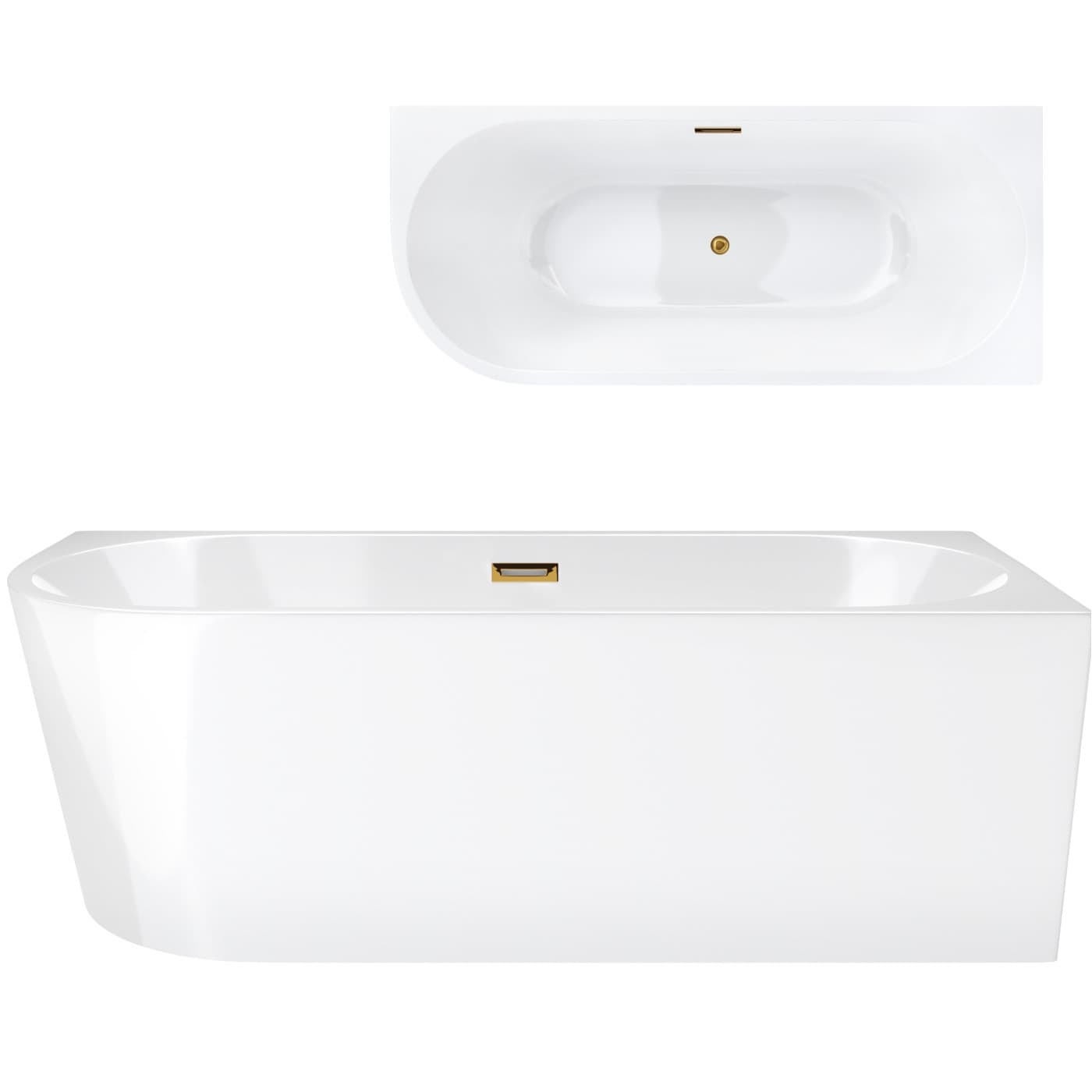 Wanna wolnostojąca narożna Corsan INTERO 170 x 73 Montaż prawostronny Korek klik-klak Złoty