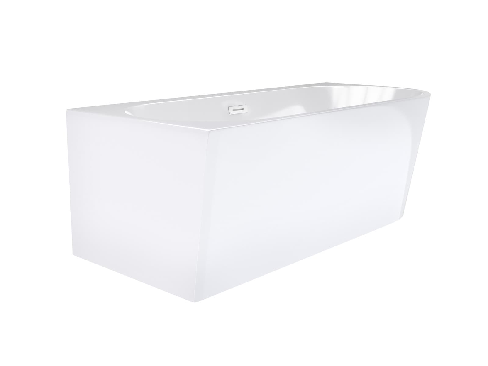 Wanna wolnostojąca narożna Corsan INTERO 160 x 74 z szeroką krawędzią Montaż lewostronny Korek klik-klak Biały