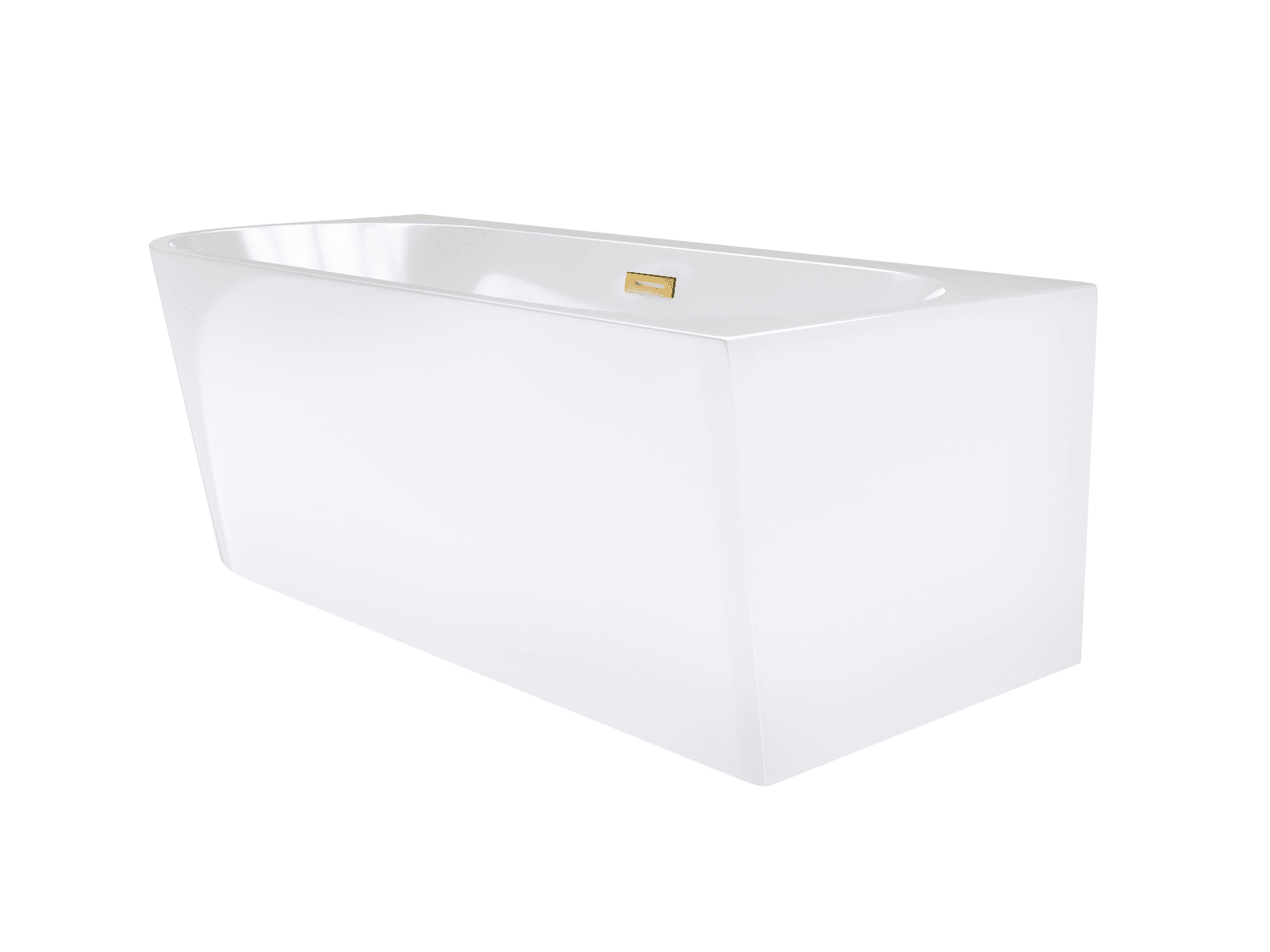 Wanna wolnostojąca narożna Corsan INTERO 160 x 74 z szeroką krawędzią Montaż prawostronny Korek klik-klak Złoty