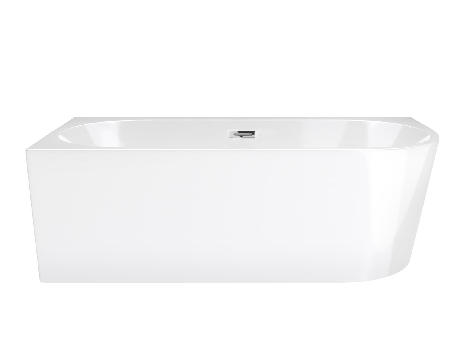 Wanna wolnostojąca narożna Corsan INTERO 170 x 80 z szeroką krawędzią Montaż lewostronny Korek klik-klak Chrom