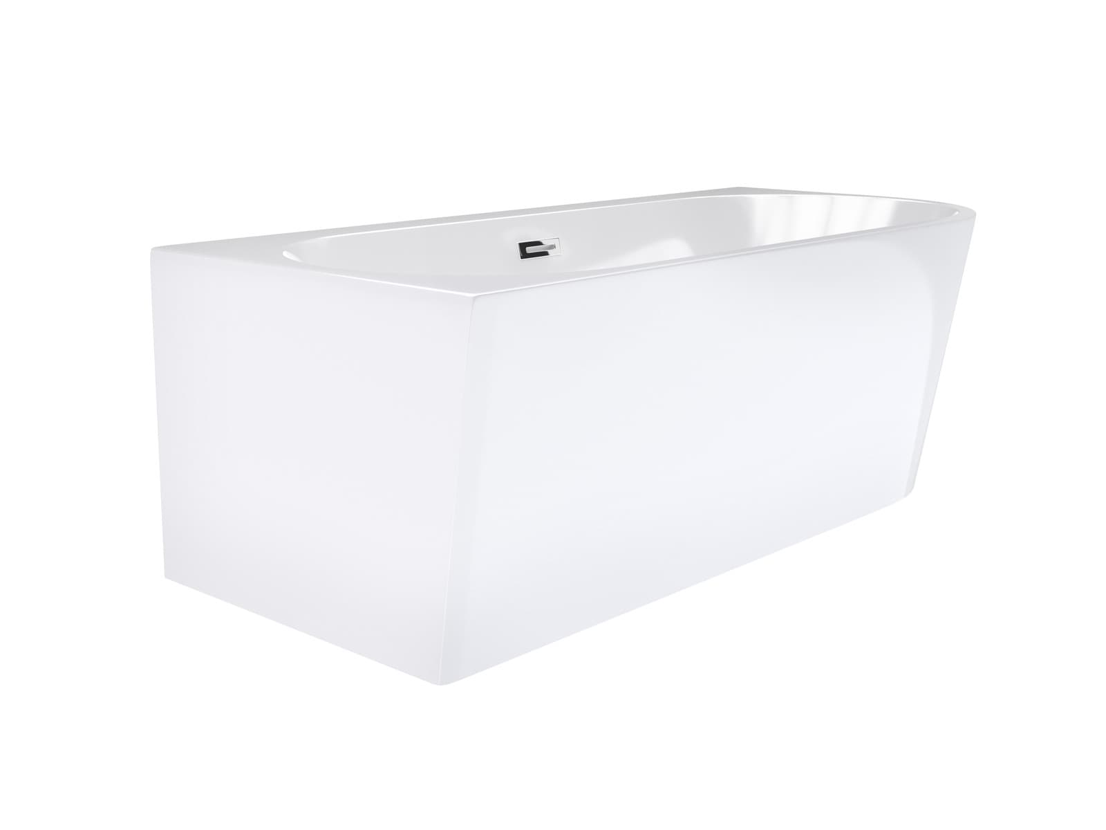 Wanna wolnostojąca narożna Corsan INTERO 170 x 80 z szeroką krawędzią Montaż lewostronny Korek klik-klak Chrom