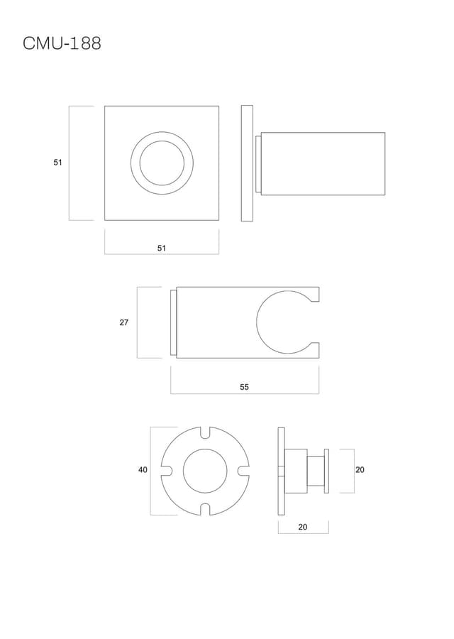 Uchwyt prysznicowy Corsan CMU188 do słuchawki prysznicowej chromowany