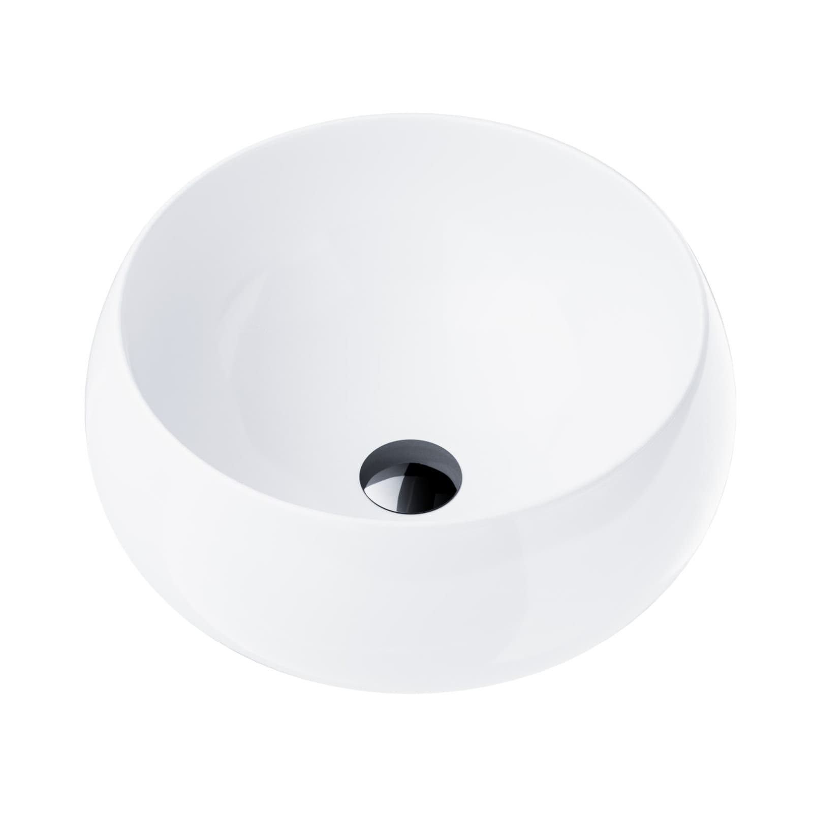 Umywalka nablatowa LUGO UC9926BL okrągła 400x160 mm z korkiem Klik-Klak czarnym