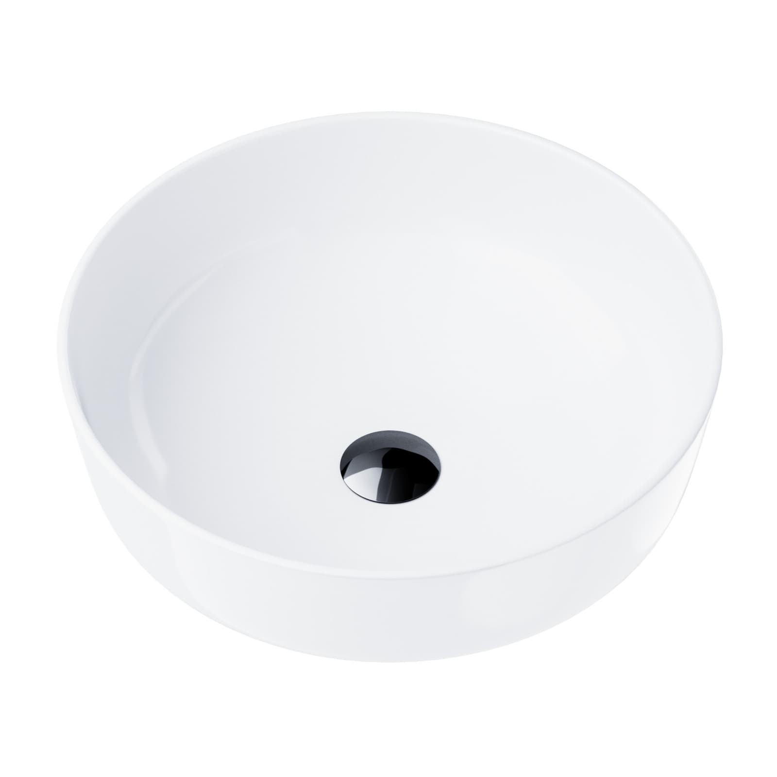 Umywalka nablatowa LUGO UC9988BL okrągła 415x415x135 mm z korkiem Klik-Klak czarnym