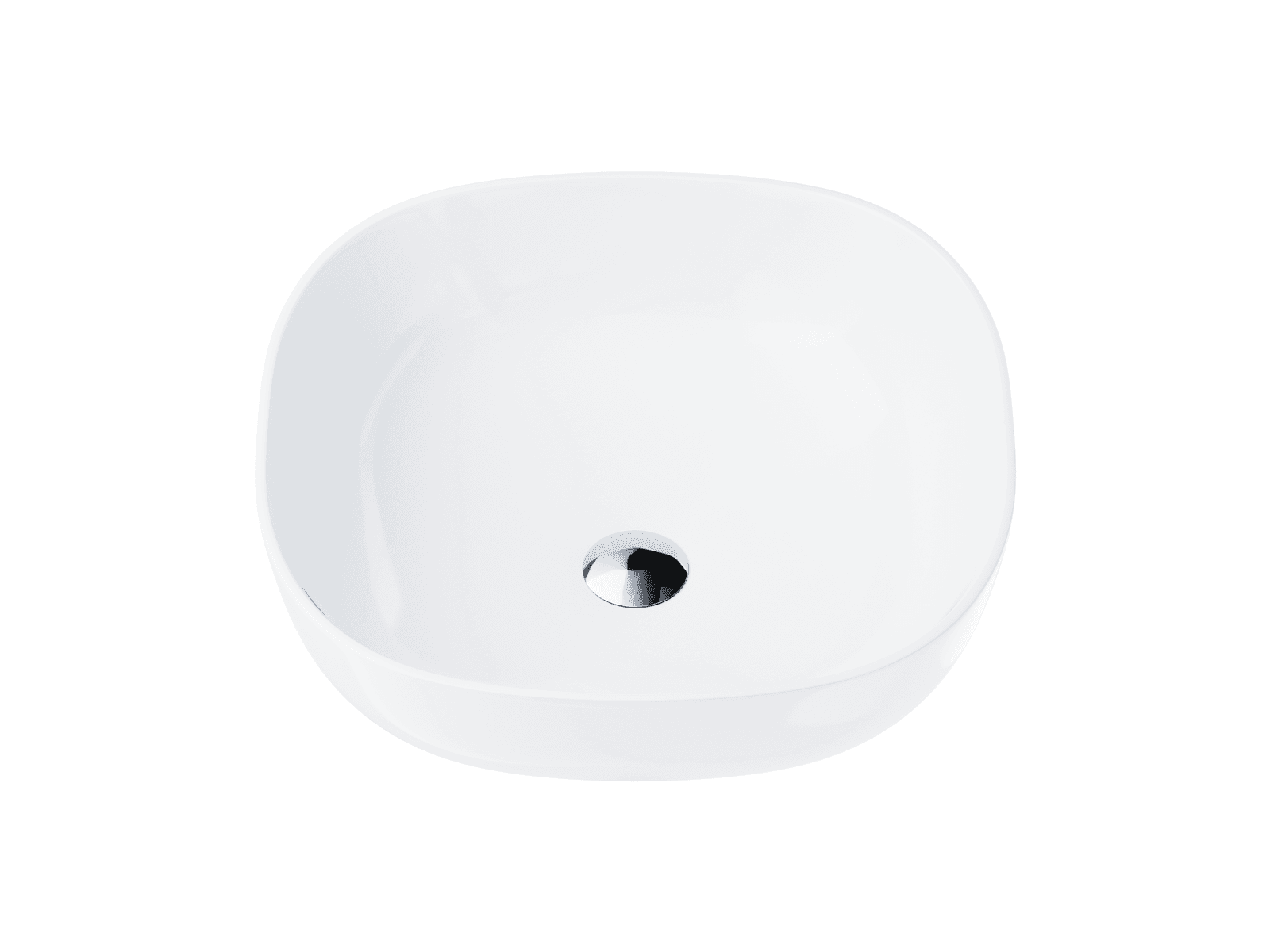 Umywalka nablatowa MONO UC9995CH kwadratowa 420x420x145 mm z korkiem chrom