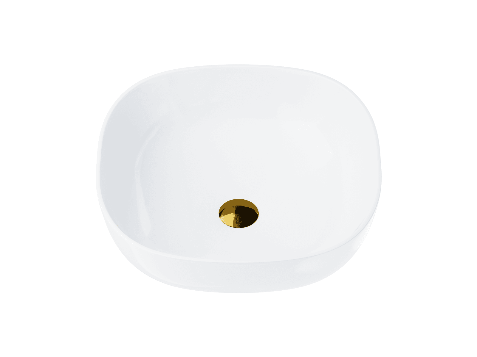 Umywalka nablatowa MONO UC9995GL kwadratowa 420x420x145 mm z korkiem Klik-Klak złotym