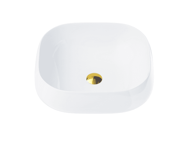 Umywalka nablatowa MONO UC9933GL prostokątna 450x410x145 mm z korkiem Klik-Klak złotym