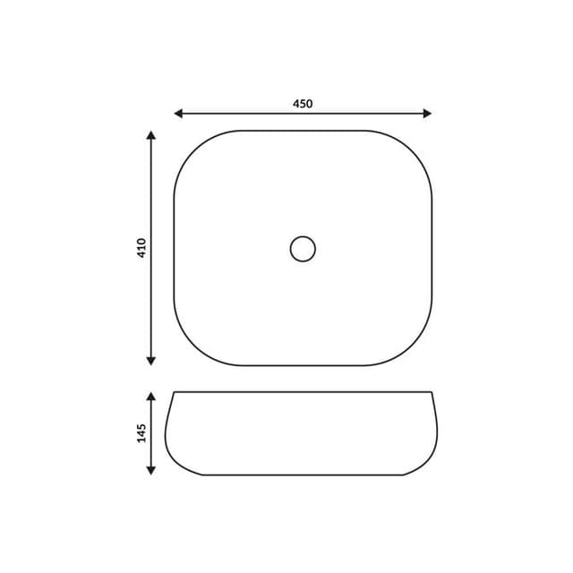 Umywalka nablatowa MONO UC9933WH prostokątna 450x410x145 mm z korkiem Klik-Klak białym