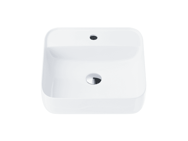 Umywalka nablatowa ANGO UC9902CH kwadratowa 39x39x14 cm z otworem na baterię i korkiem klik-klak chrom