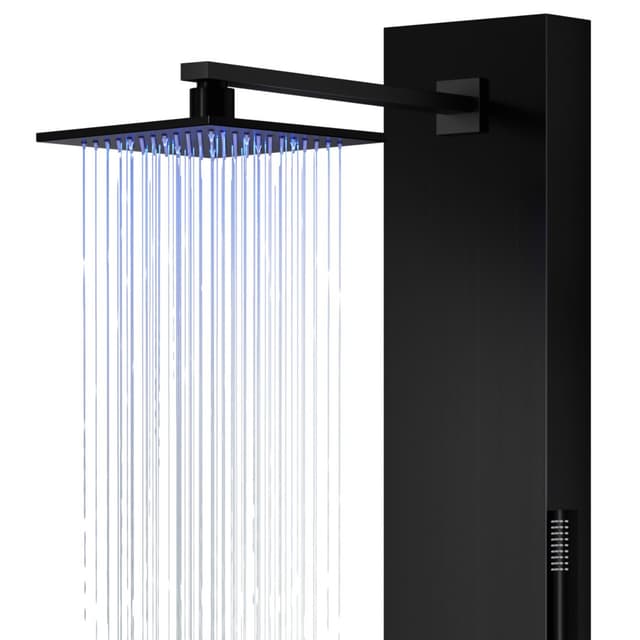 Panel prysznicowy Corsan NEO Termostat Czarna stal Deszczownica LED Wylewka