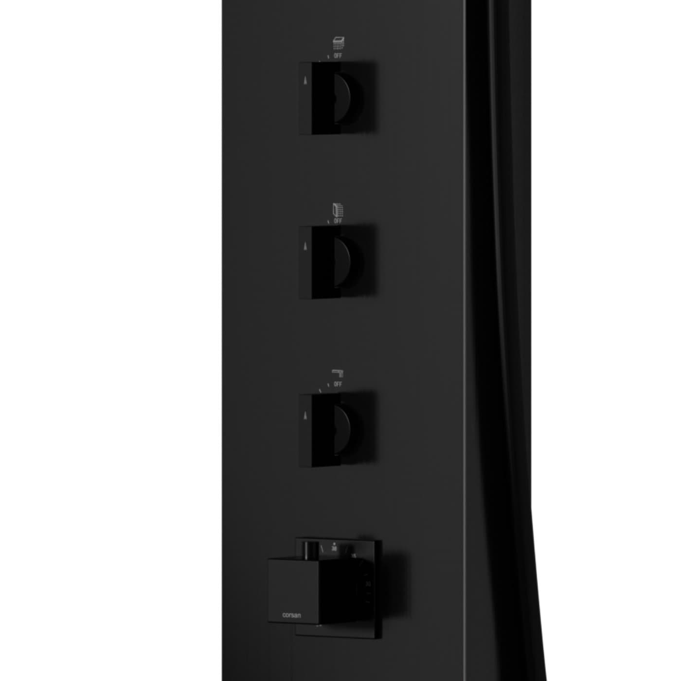 Panel prysznicowy Corsan NEO Termostat Czarna stal Deszczownica LED Wylewka