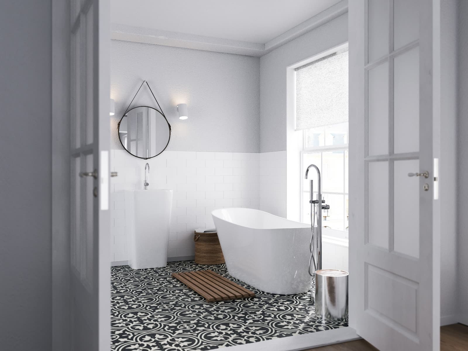 Wanna wolnostojąca Corsan ESTELLA 170 x 74 cm Korek klik-klak Czarny