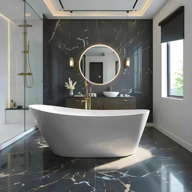 Wanna wolnostojąca Corsan ESTELLA 160 x 74 cm Korek klik-klak Złoty