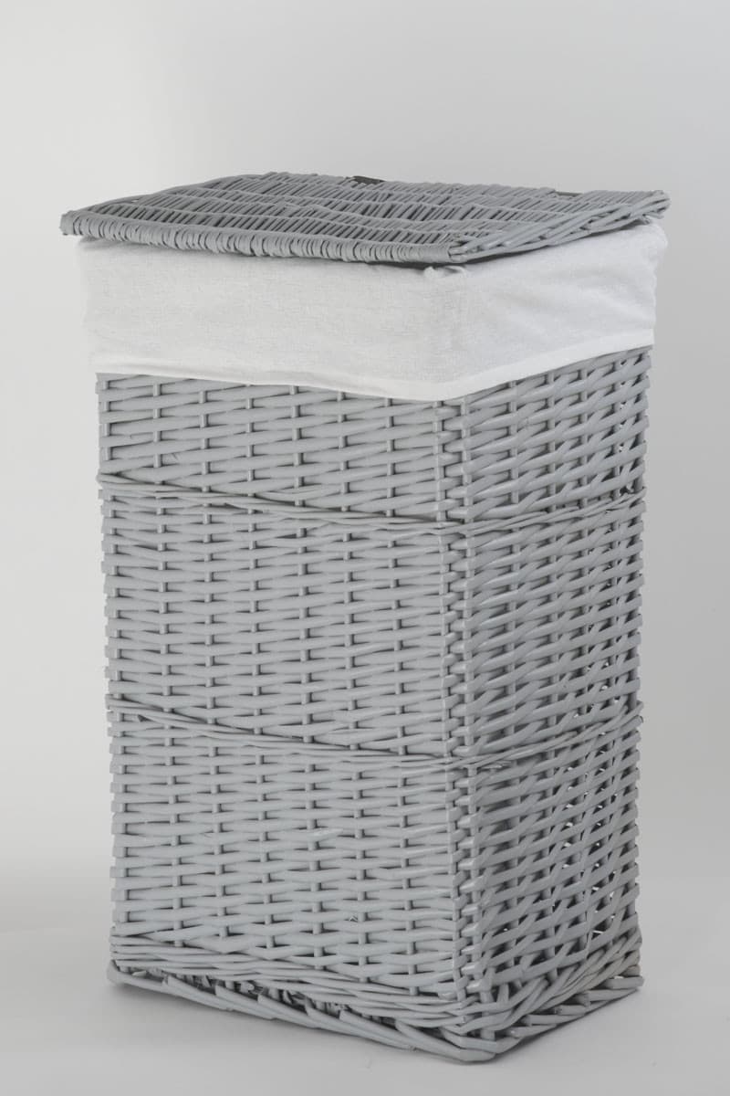 Kosz wiklinowy SZARY 715L ECRU Koszoplotka szary z wyściółką białą