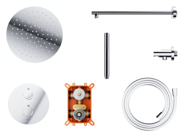 Zestaw prysznicowy podtynkowy LUGO Z03TCH Deszczownica 25 cm Termostat Słuchawka prysznicowa Chrom