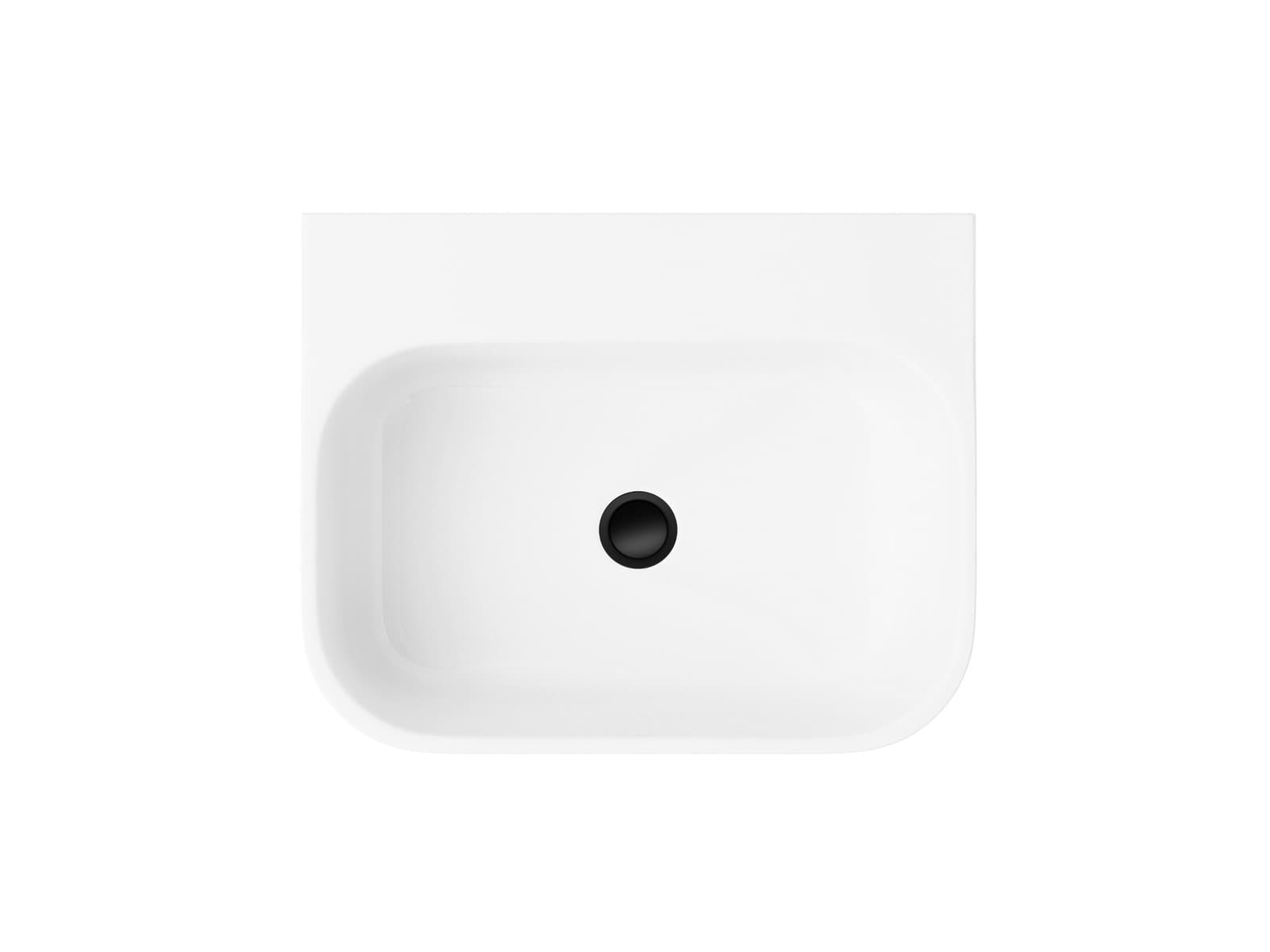 Stojąca umywalka akrylowa OLIA MU5040BLS z syfonem i czarnym korkiem