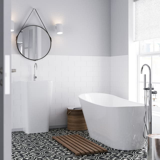 Stojąca umywalka akrylowa OLIA MU5040GLS z syfonem i korkiem złotym