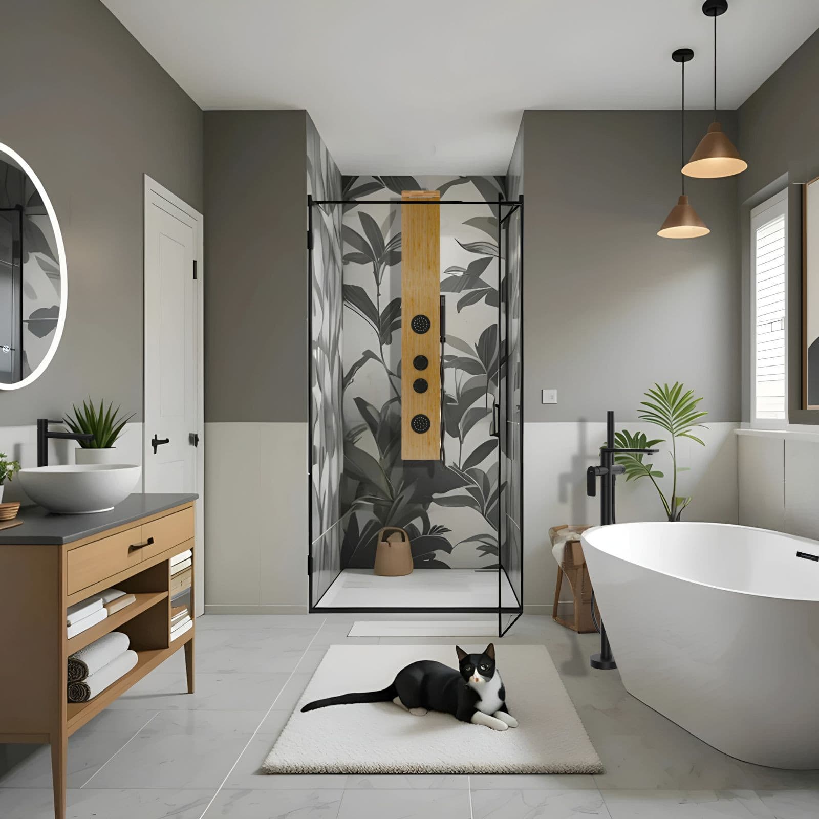 Panel prysznicowy Corsan BALTI Termostat Drewno bambusowe