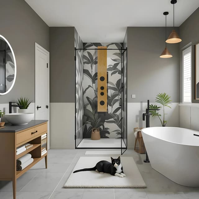 Panel prysznicowy Corsan BALTI Termostat Drewno bambusowe