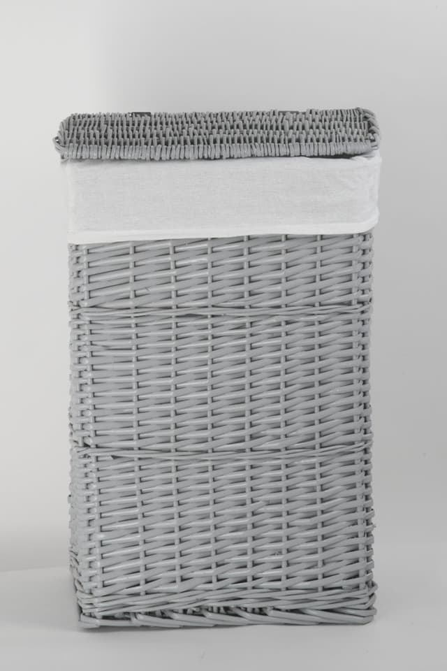 Kosz wiklinowy z wyściółką na pranie Koszoplotka szary 47x35x66h