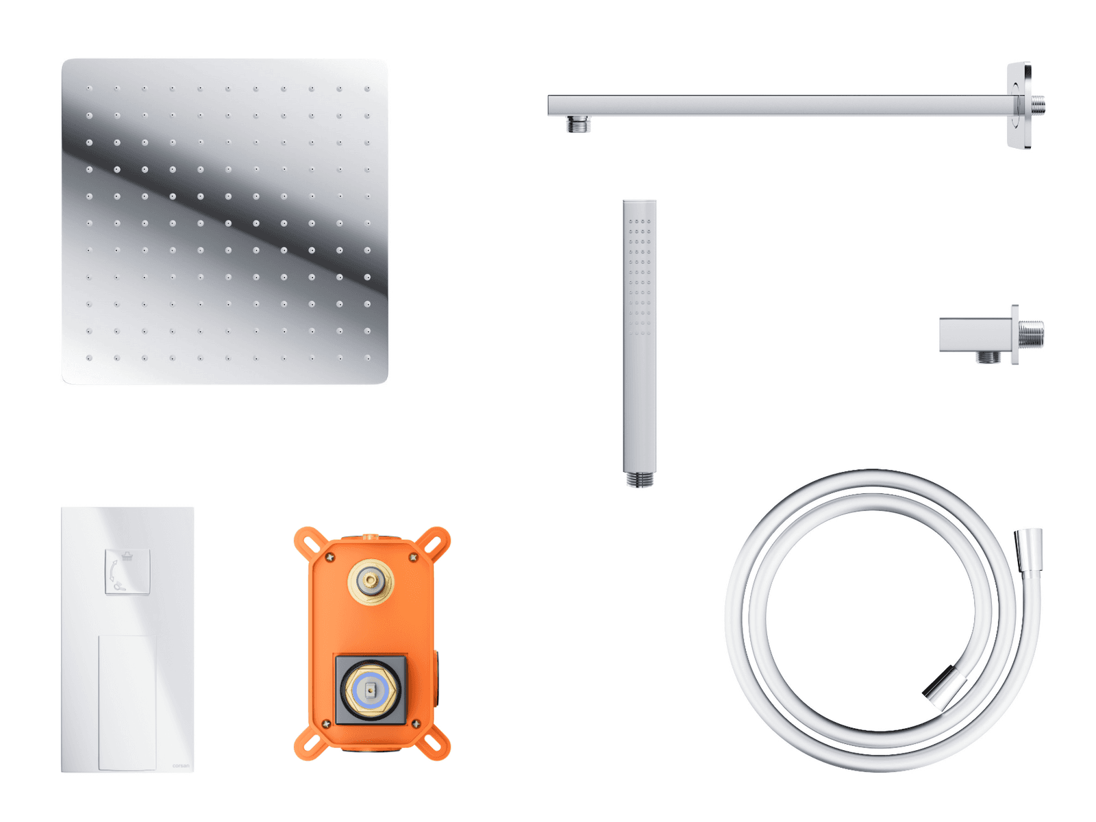 Zestaw prysznicowy ANGO ZA25MCH chrom z deszczownicą 25 cm, baterią i słuchawką