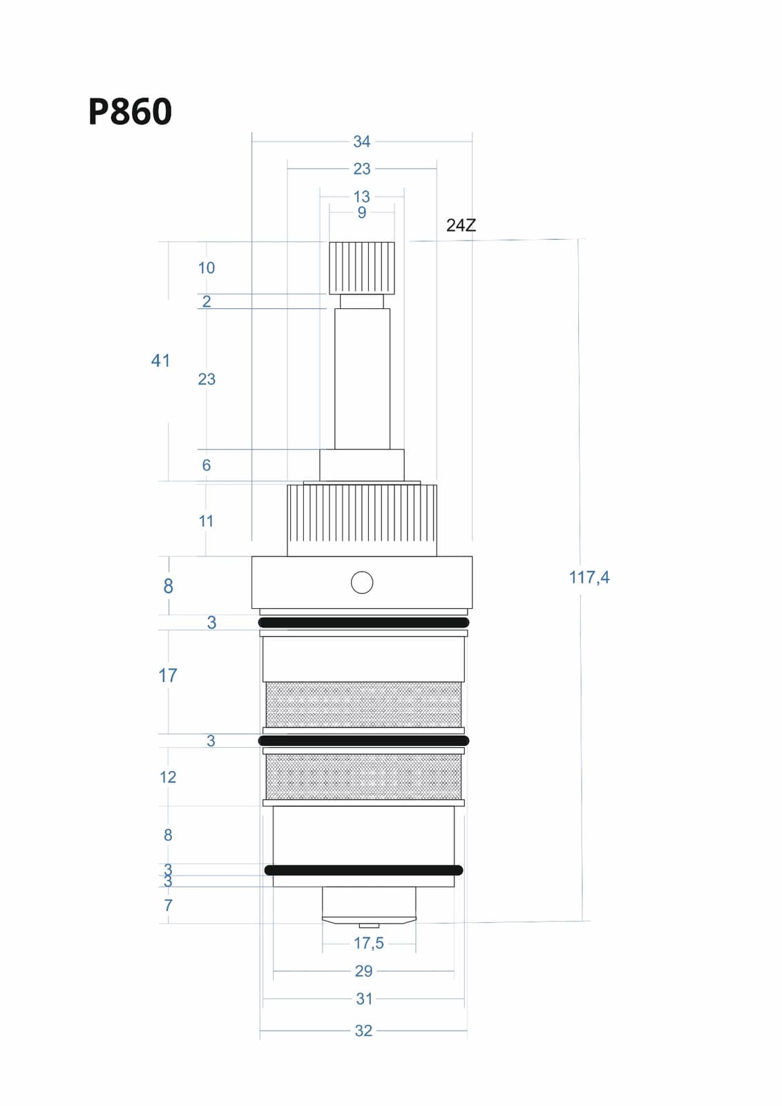 P860 - Głowica termostatyczna 117,4mm