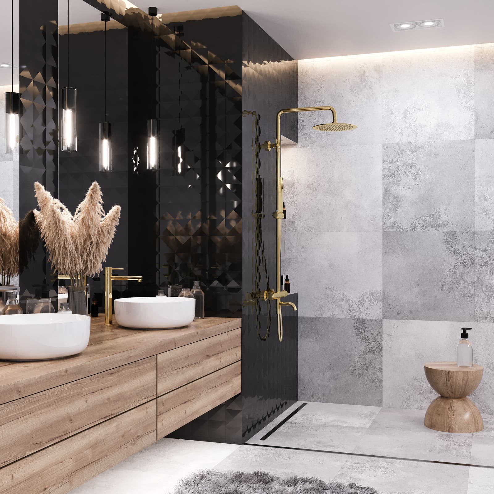 Kolumna prysznicowa LUGO CMN01TGL Deszczownica 25cm Termostat Złota