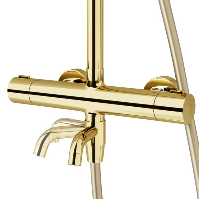 Kolumna prysznicowa LUGO CMN01TGLW Deszczownica 25cm Termostat Wylewka obrotowa Złota