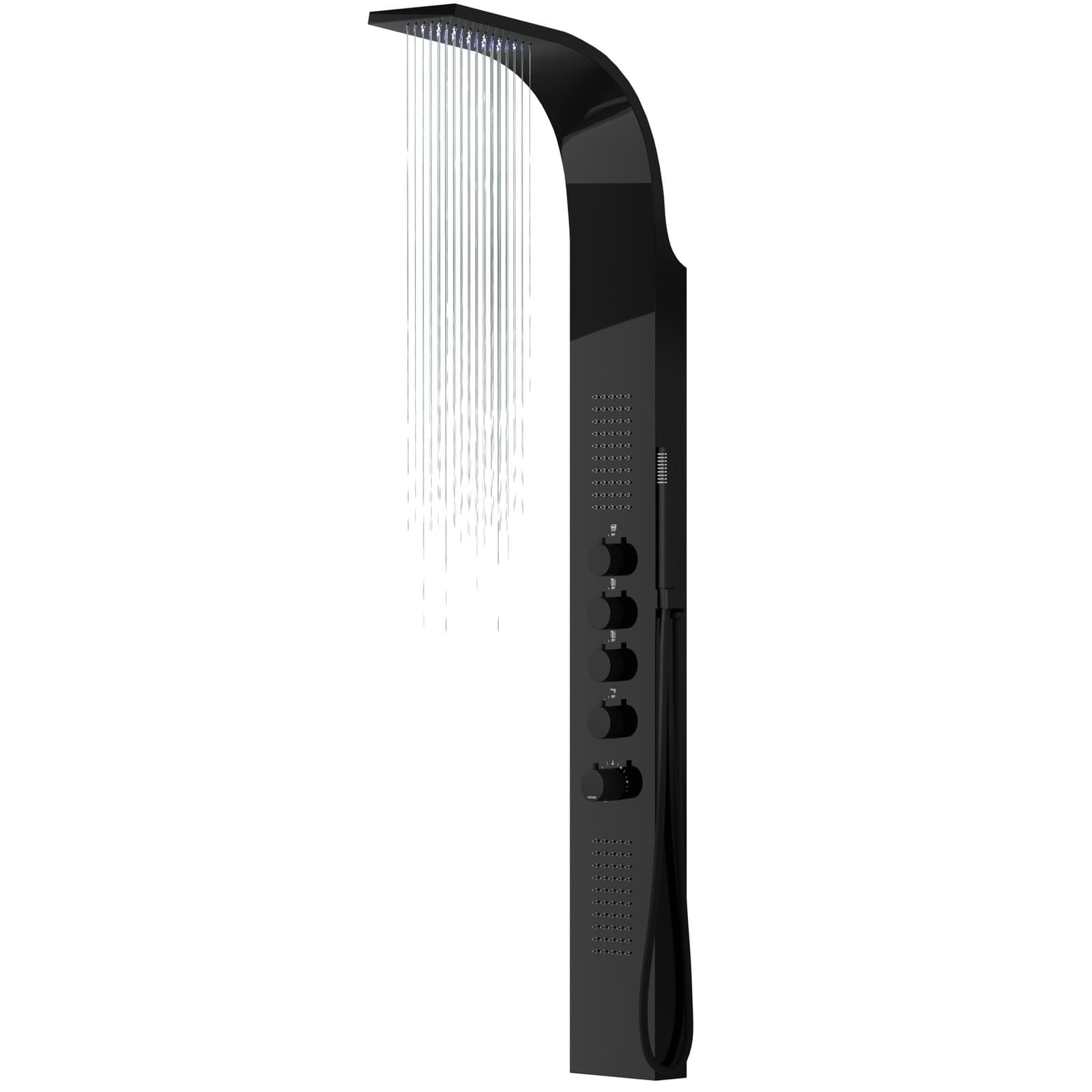 Panel prysznicowy Corsan SAMSARA Mieszacz Czarna stal Deszczownica LED