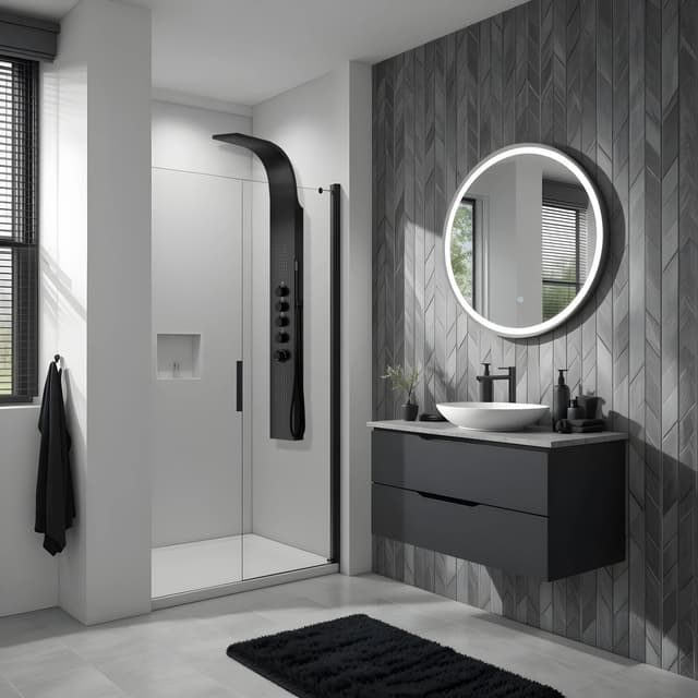 Panel prysznicowy Corsan SAMSARA Mieszacz Czarna stal Deszczownica LED