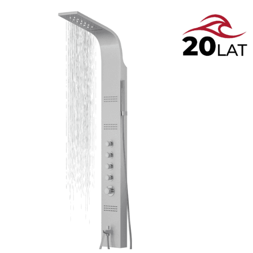 Panel prysznicowy Corsan LED KASKADA Termostat Srebrny Deszczownica LED Wylewka