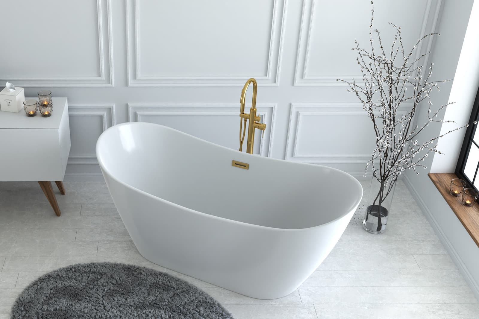 Bateria wannowa wolnostojąca Corsan Lugo CMB7560GL złota