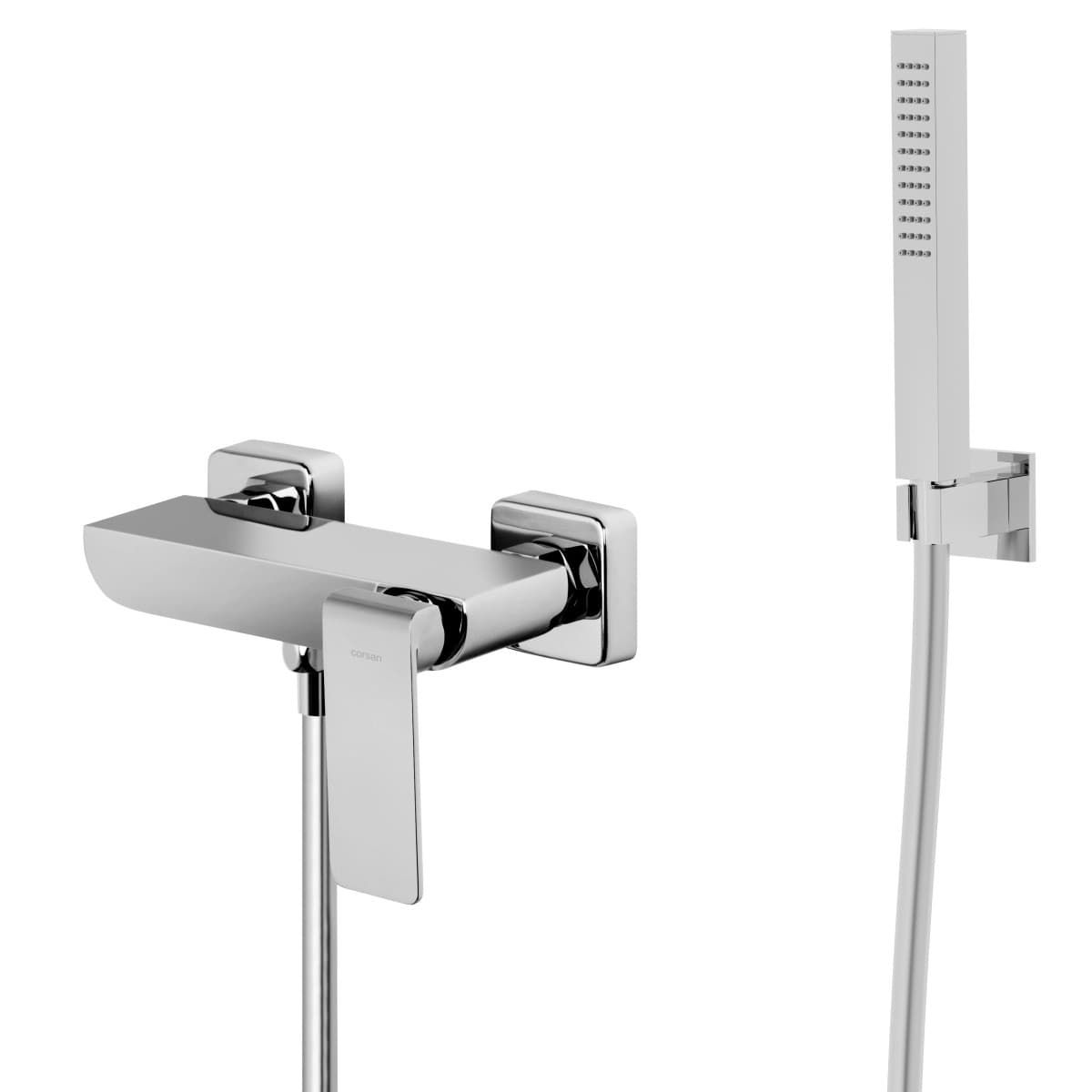 Bateria prysznicowa ścienna Corsan TRINO CMB7151CH z zestawem natryskowym