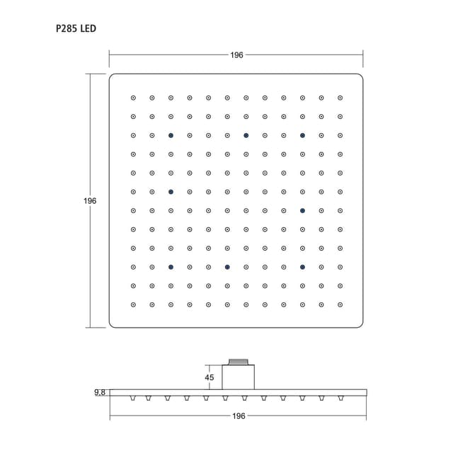 Deszczownica natryskowa Corsan P285BL LED czarna kwadratowa