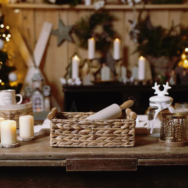 Koszyk hiacyntowy z uchwytami Koszoplotka naturalny 42x27x14h