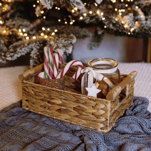 Koszyk hiacyntowy z uchwytami Koszoplotka naturalny 31x21x12h