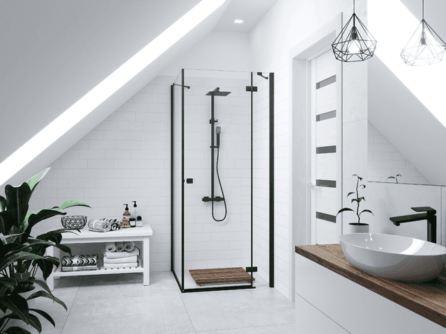 Kolumna prysznicowa ANGO LED02TBL Deszczownica LED Termostat Czarna