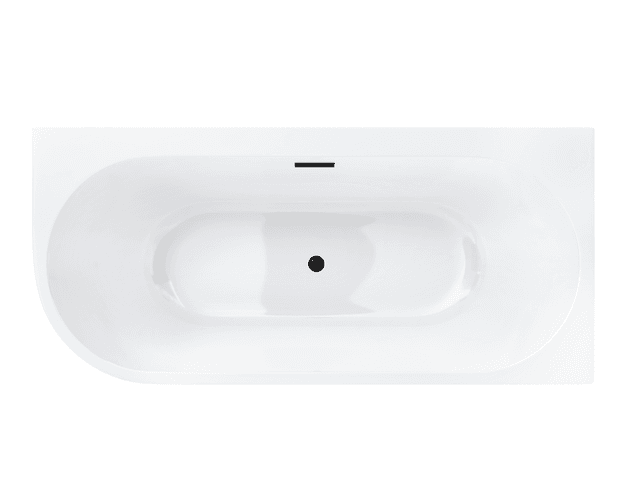 Wanna wolnostojąca narożna Corsan INTERO 160 x 74 z szeroką krawędzią Montaż prawostronny Korek klik-klak Grafit / Gun Metal