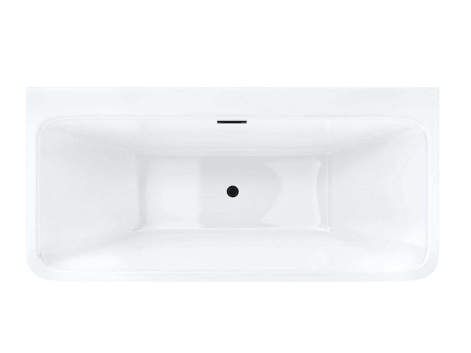 Wanna przyścienna wolnostojąca Corsan ISEO 150 x 75 cm z szeroką krawędzią Korek klik-klak Grafit / GunMetal