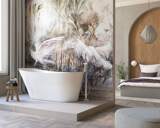 Wanna wolnostojąca Corsan ESTELLA 170 x 74 cm Korek klik-klak Grafit / GunMetal